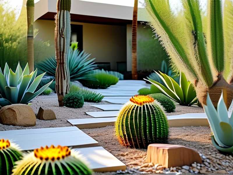 How to design low-water xeriscape landscape layouts dominated by outdoor cactus(1)