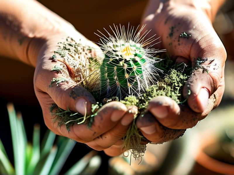 How to collect dry fallen cactus litter to produce natural garden mulch material