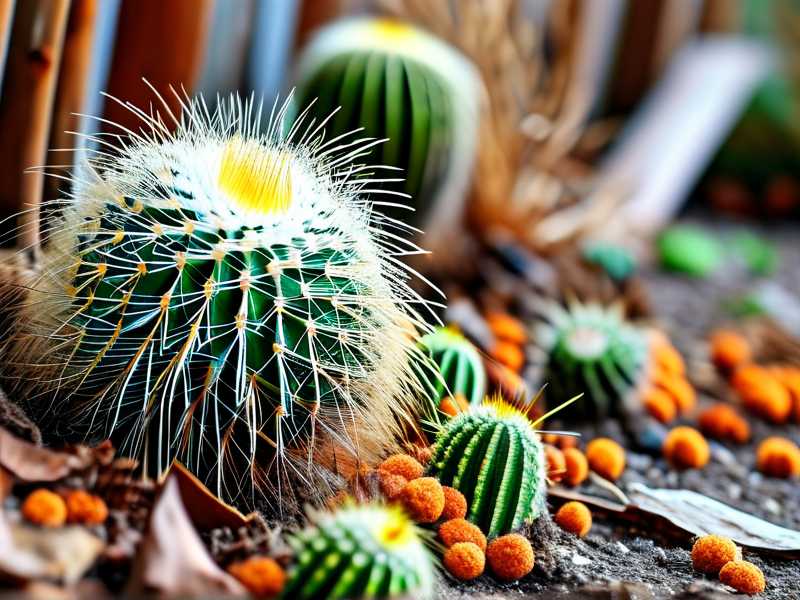 How to collect dry fallen cactus litter to produce natural garden mulch material