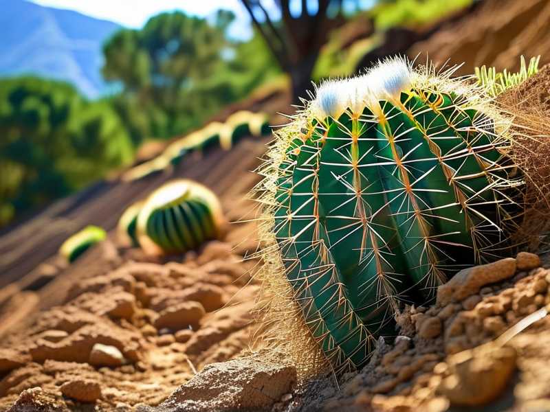 How to prevent soil erosion around cactus planted on steep hillside terrain