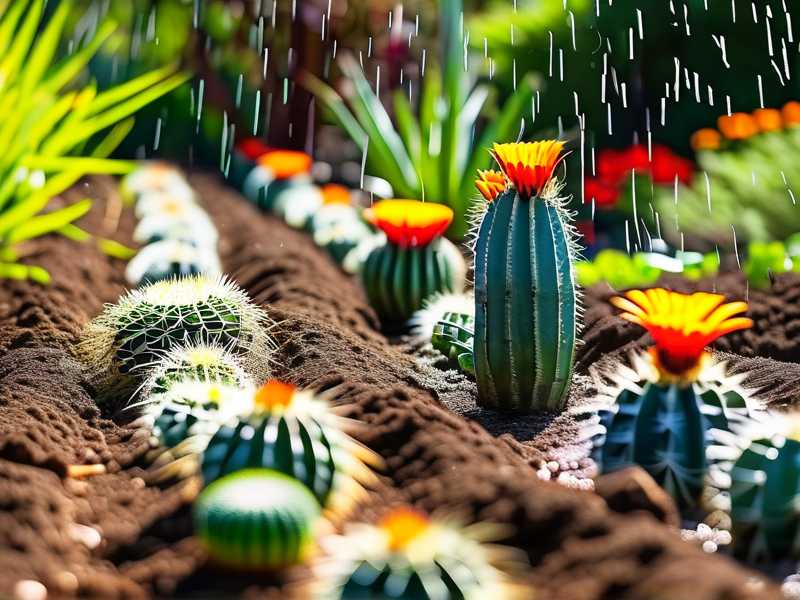 How to build berms around garden cactus to rapidly drain rainwater away