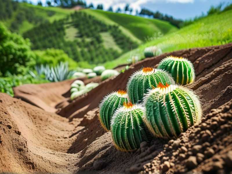 How to prevent pot soil erosion around cactus planted on sloped terrain
