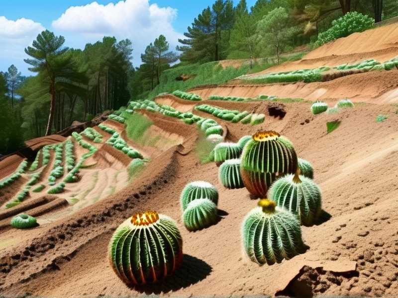 How to prevent pot soil erosion around cactus planted on sloped terrain(1)